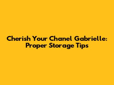 Cherish Your Chanel Gabrielle: Proper Storage Tips