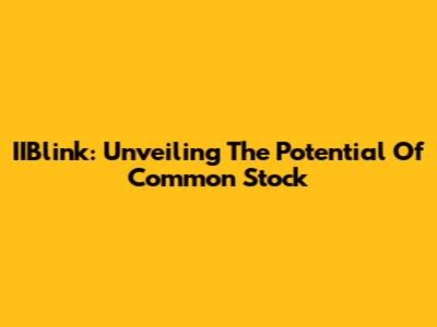 IIBlink: Unveiling The Potential Of Common Stock