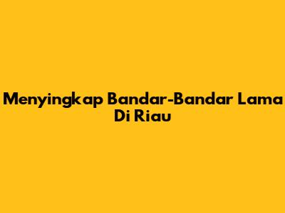 Menyingkap Bandar-Bandar Lama Di Riau
