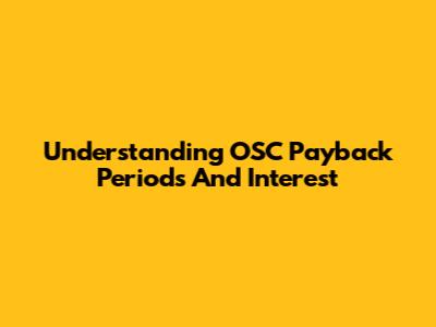 Understanding OSC Payback Periods And Interest